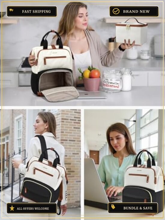 17 Inch Laptop Backpack with Insulated Lunch Box, Travel Work Commuter main image 5